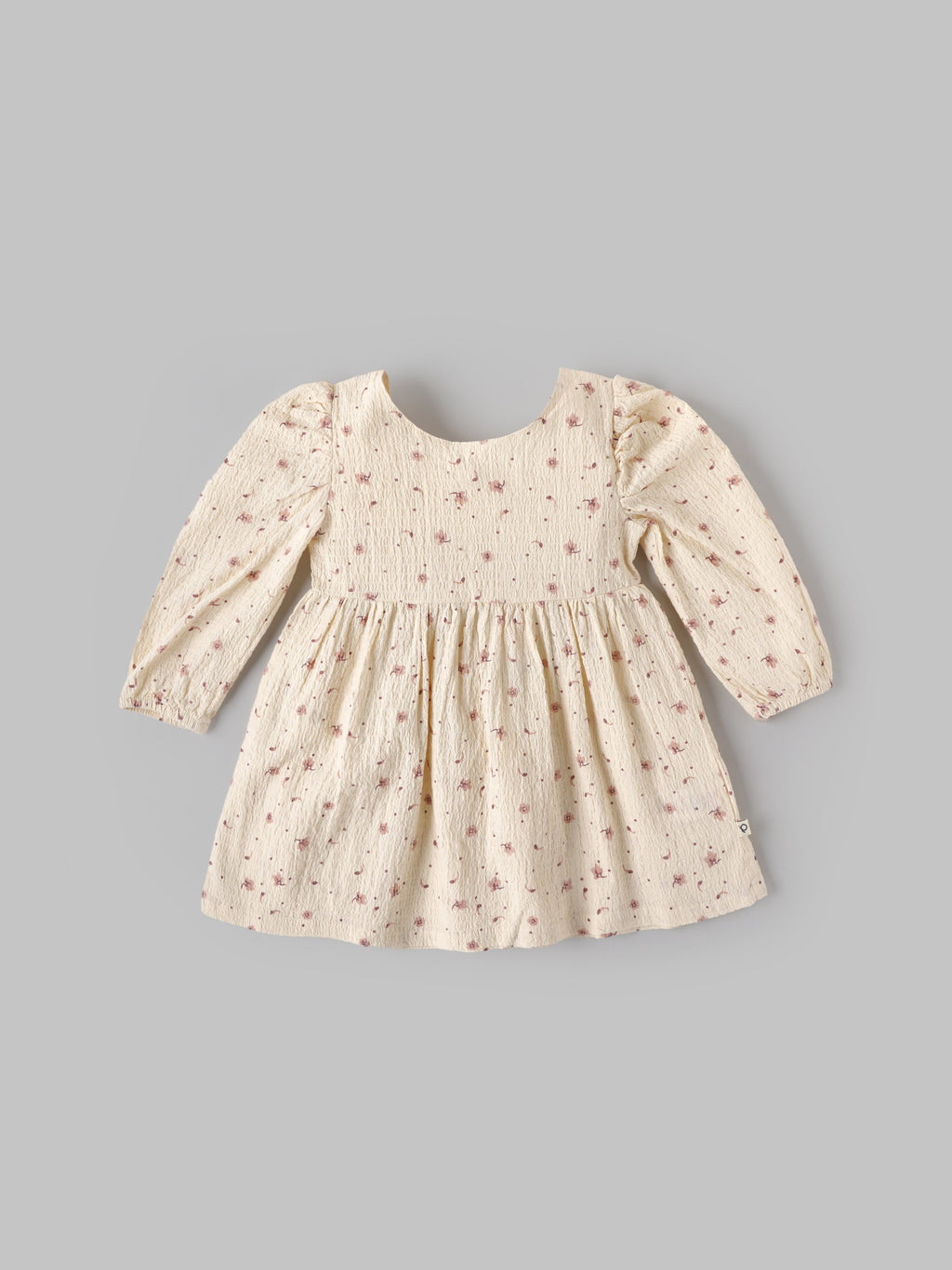 Popees Baby Girls Floral Cotton Dress |Cream Printed Long Sleeve A-Line Outfit (9 Months to 4 Years)