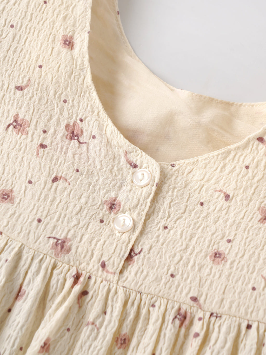 Popees Baby Girls Floral Cotton Dress |Cream Printed Long Sleeve A-Line Outfit (9 Months to 4 Years)