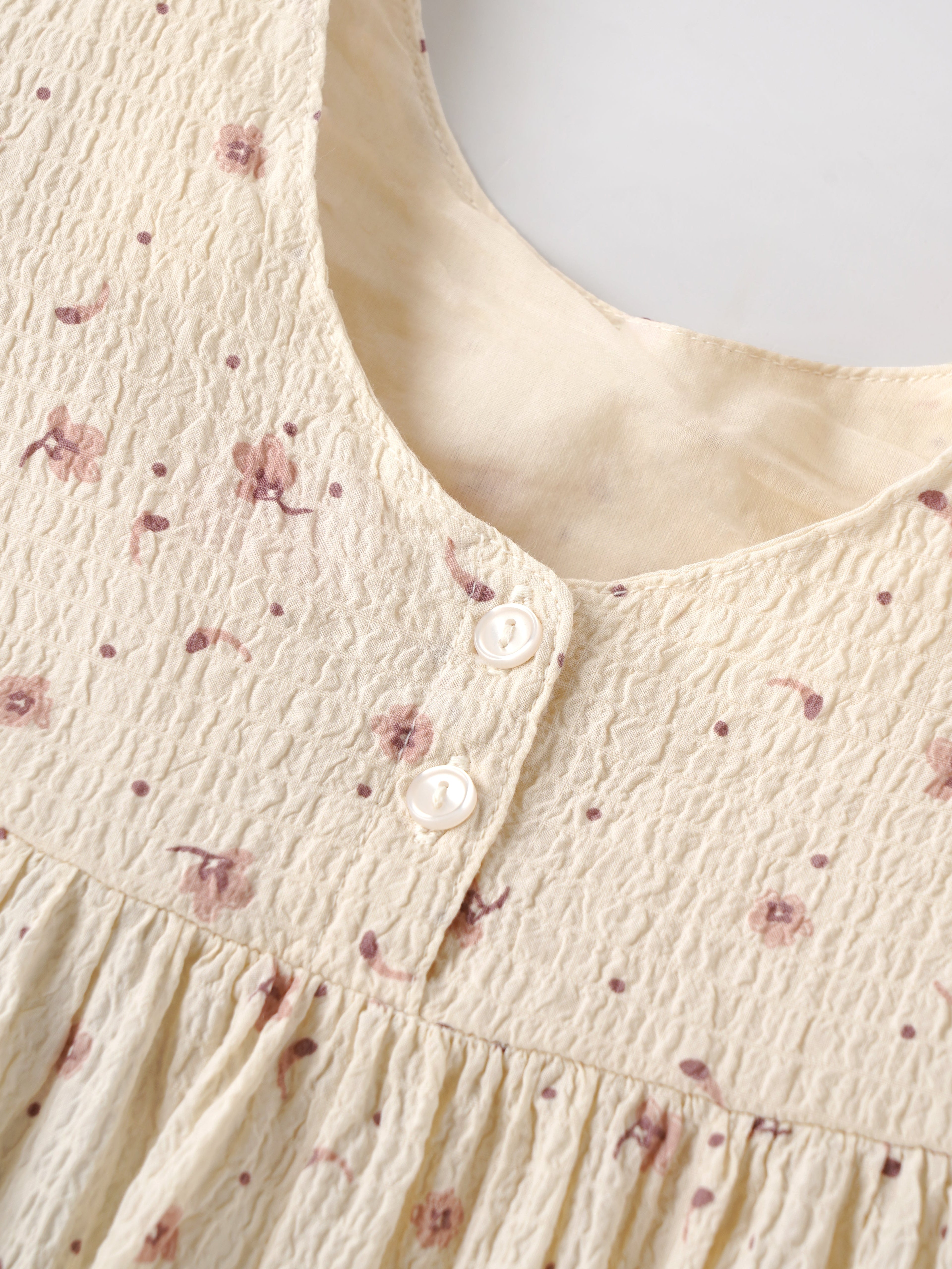 Popees Baby Girls Floral Cotton Dress |Cream Printed Long Sleeve A-Line Outfit (9 Months to 4 Years)
