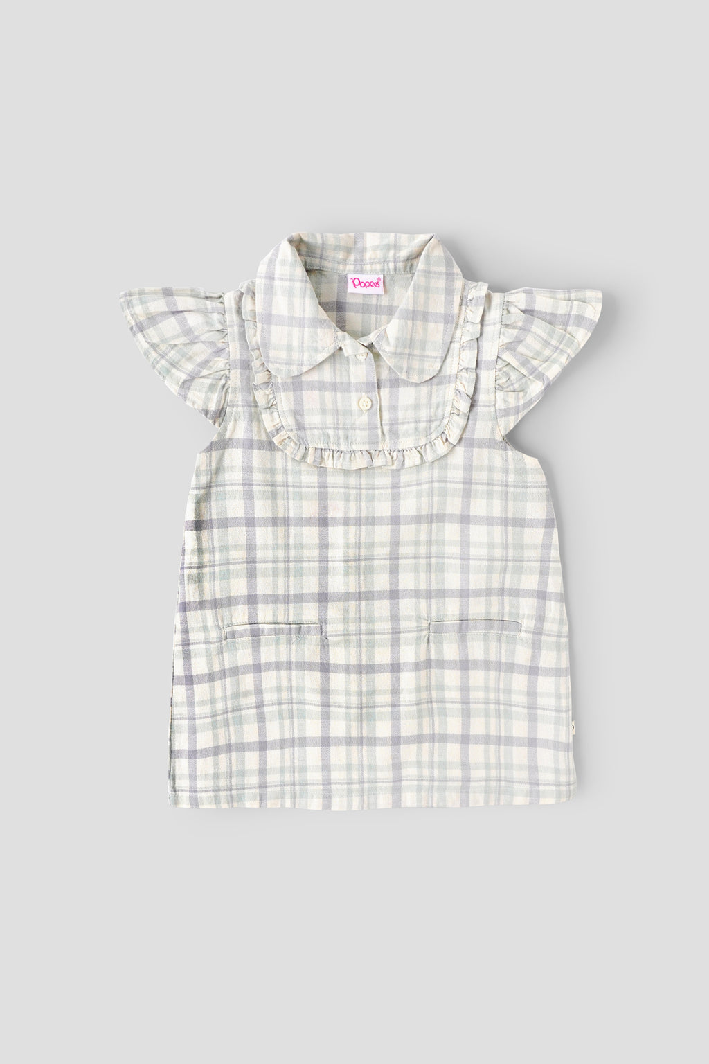 Popees Baby Girl Cotton Checked Dress with Peter Pan Collar| 9-12 Months - 4 Years