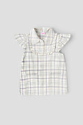 Popees Baby Girl Cotton Checked Dress with Peter Pan Collar| 9-12 Months - 4 Years
