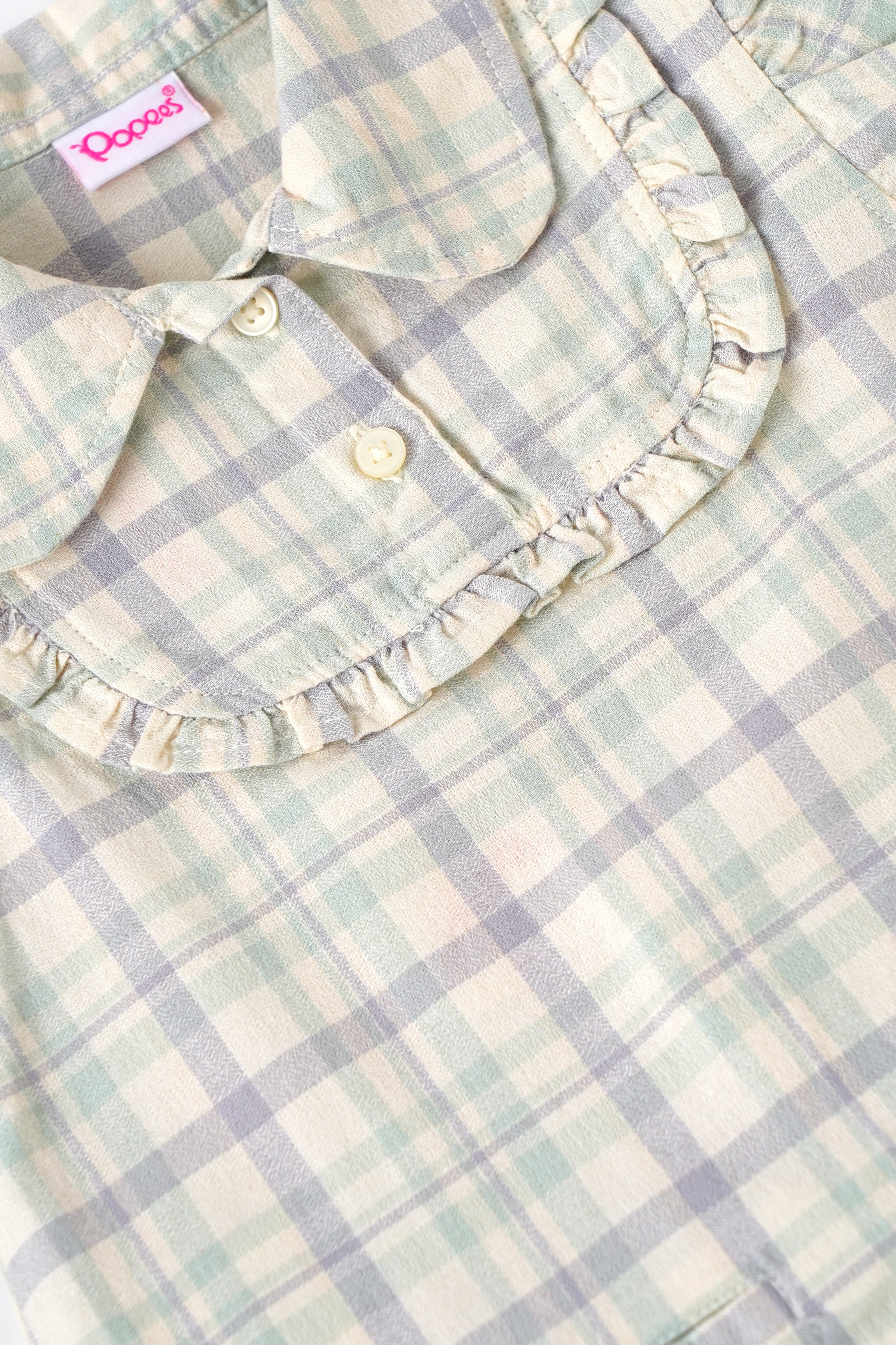 Popees Baby Girl Cotton Checked Dress with Peter Pan Collar| 9-12 Months - 4 Years