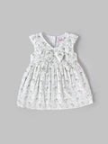 Baby Girls Floral Print Sleeveless Dress with Bow| White| 9 Months to 4 Years