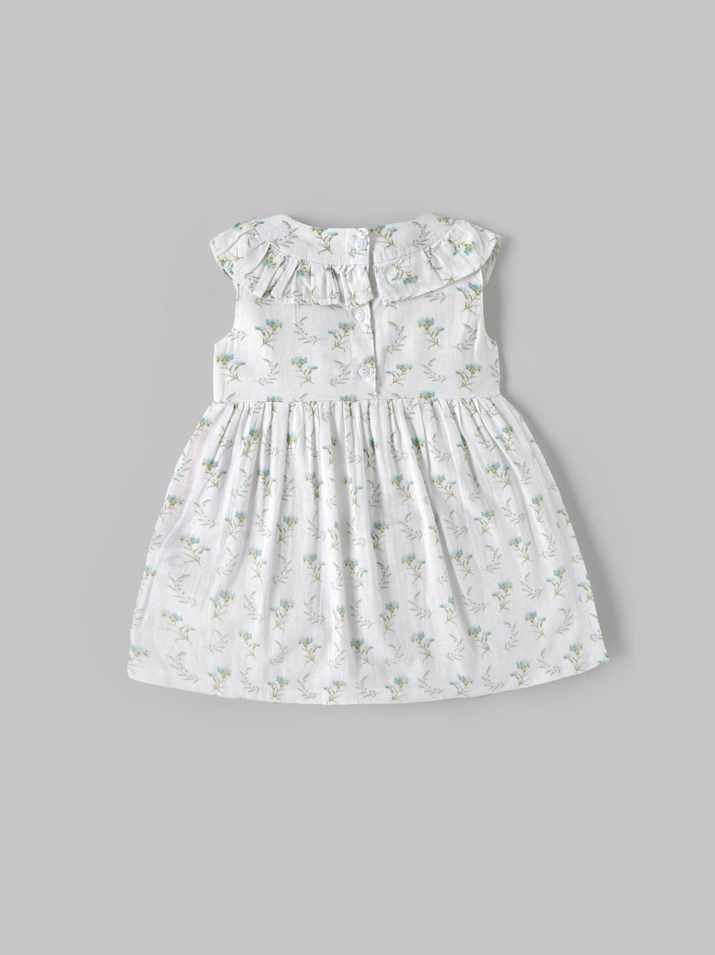 Baby Girls Floral Print Sleeveless Dress with Bow| White| 9 Months to 4 Years