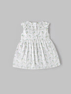 Baby Girls Floral Print Sleeveless Dress with Bow| White| 9 Months to 4 Years