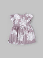 Popees Baby Girls Floral Print Ruffle Sleeve Dress with Front Buttons| 9M–4Y