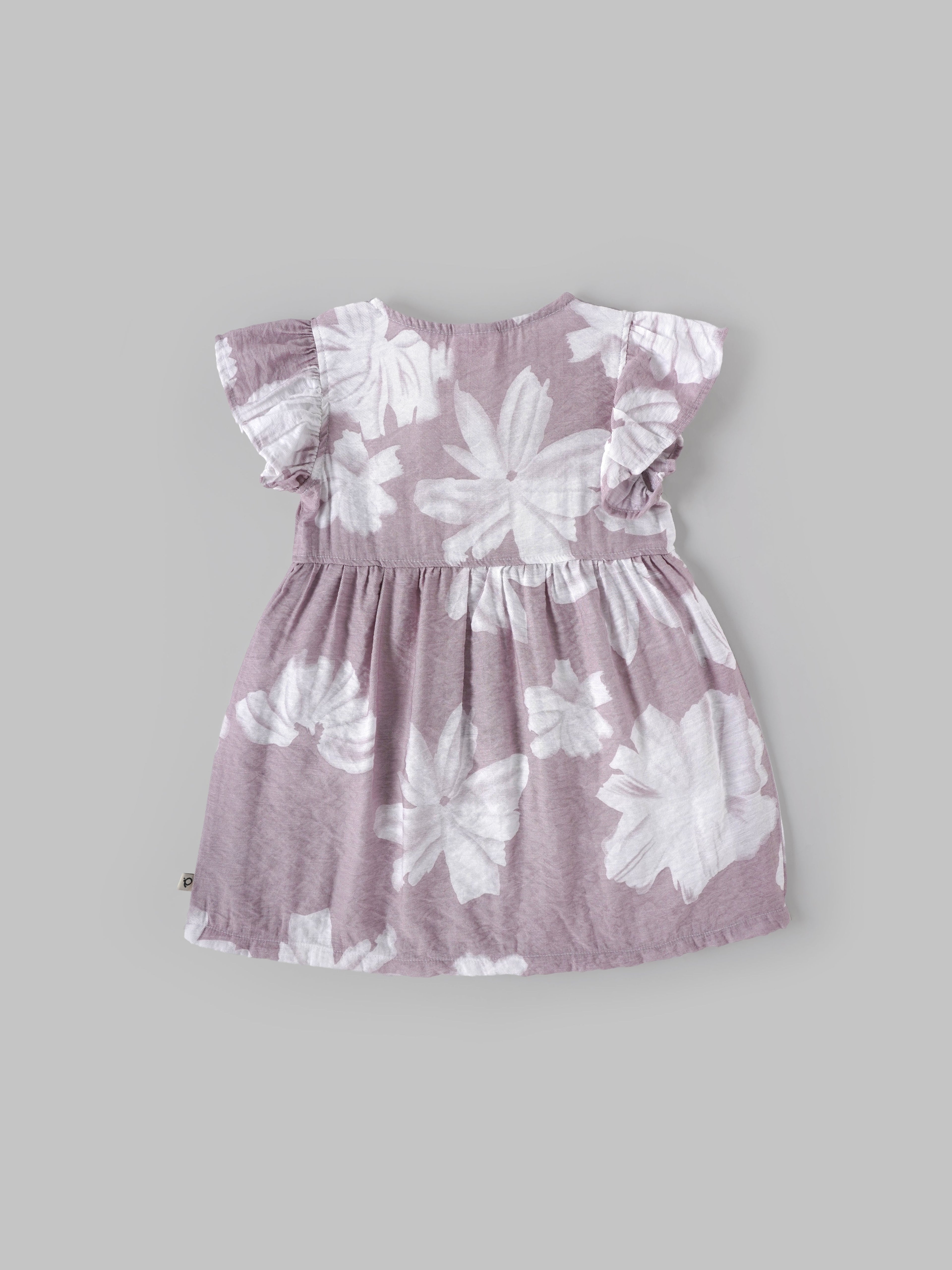 Popees Baby Girls Floral Print Ruffle Sleeve Dress with Front Buttons| 9M–4Y