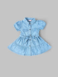 Popees Girls Denim Fit & Flare Dress with Belt | Soft Cotton Denim Dress for Kids (9M–4Y)