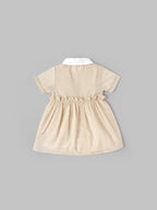 Popees Baby Girls Short Sleeve Cotton Dress| Beige| 9 Months To 4 Years