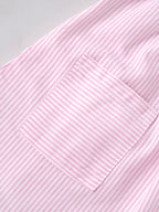 Popees Baby Girls Pink & White Striped Cotton Dress|Smocked Bodice Puff Sleeve Casual Summer Outfit with Pockets |9 Months to 4 Years