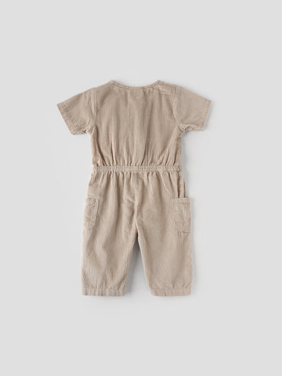Popees Corduroy Utility Jumpsuit for Girls (1–8 Years) With Pockets & Embroidery Detailing