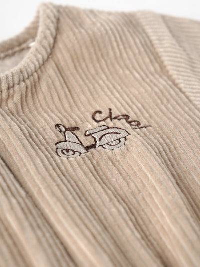 Popees Corduroy Utility Jumpsuit for Girls (1–8 Years) With Pockets & Embroidery Detailing