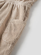 Popees Corduroy Utility Jumpsuit for Girls (1–8 Years) With Pockets & Embroidery Detailing