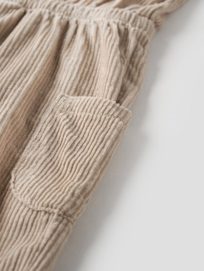 Popees Corduroy Utility Jumpsuit for Girls (1–8 Years) With Pockets & Embroidery Detailing