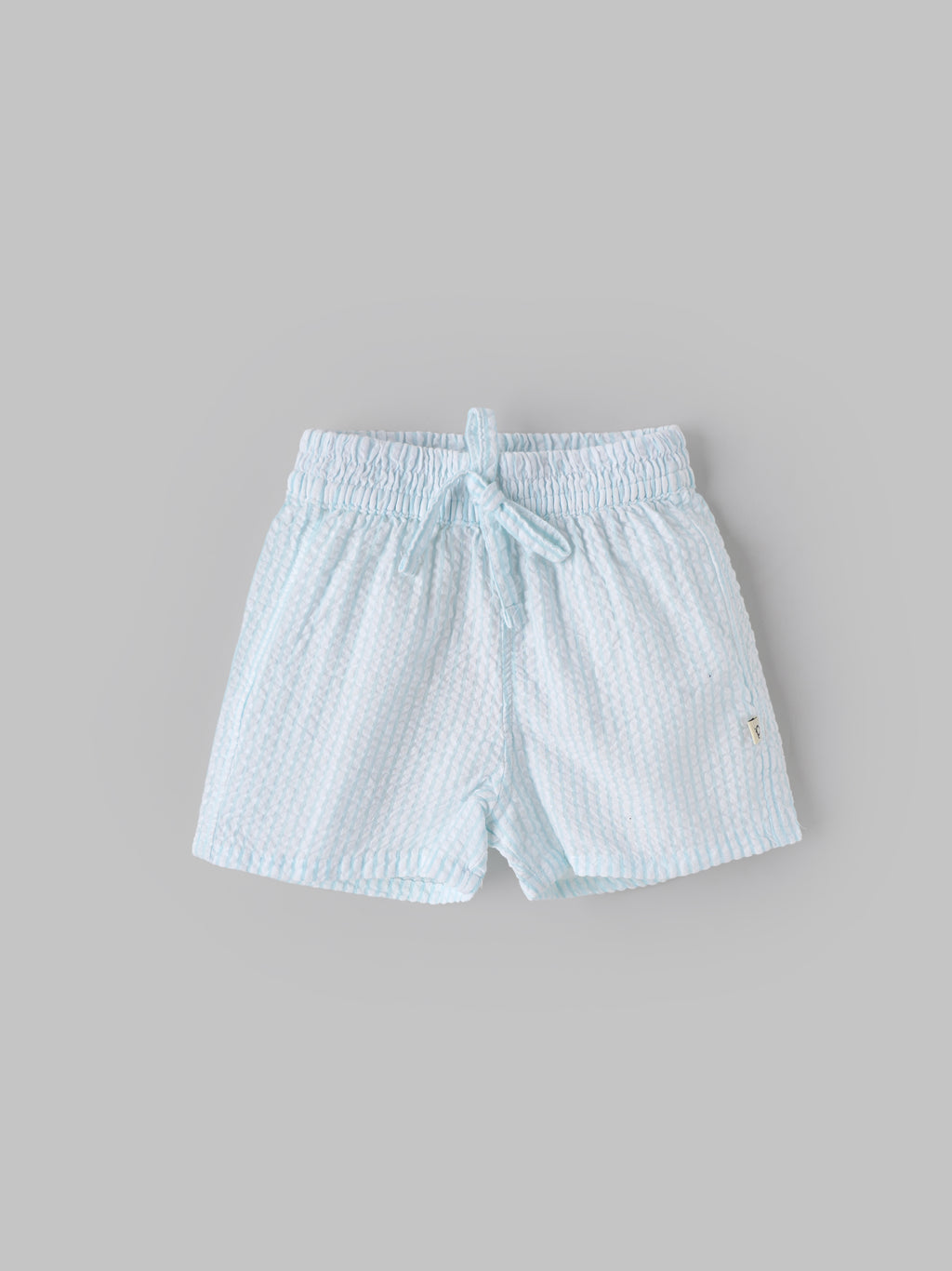 Popees Baby Boys Cotton Seersucker Shorts| Light Blue| 9 Months To 4 Years