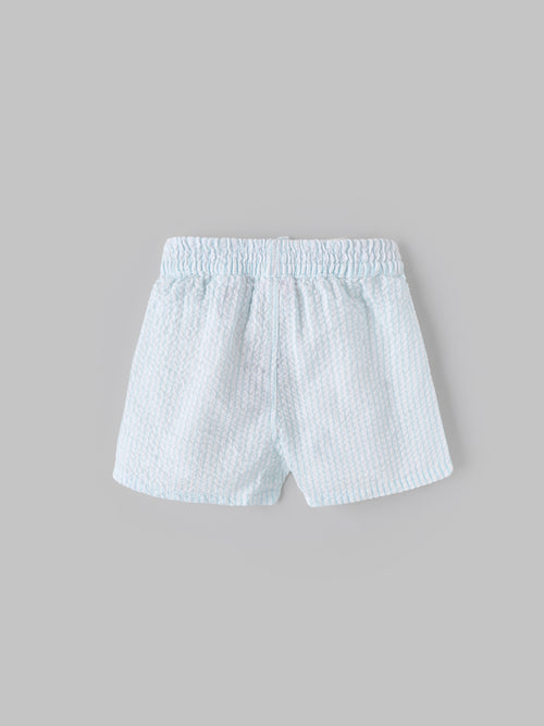 Popees Baby Boys Cotton Seersucker Shorts| Light Blue| 9 Months To 4 Years