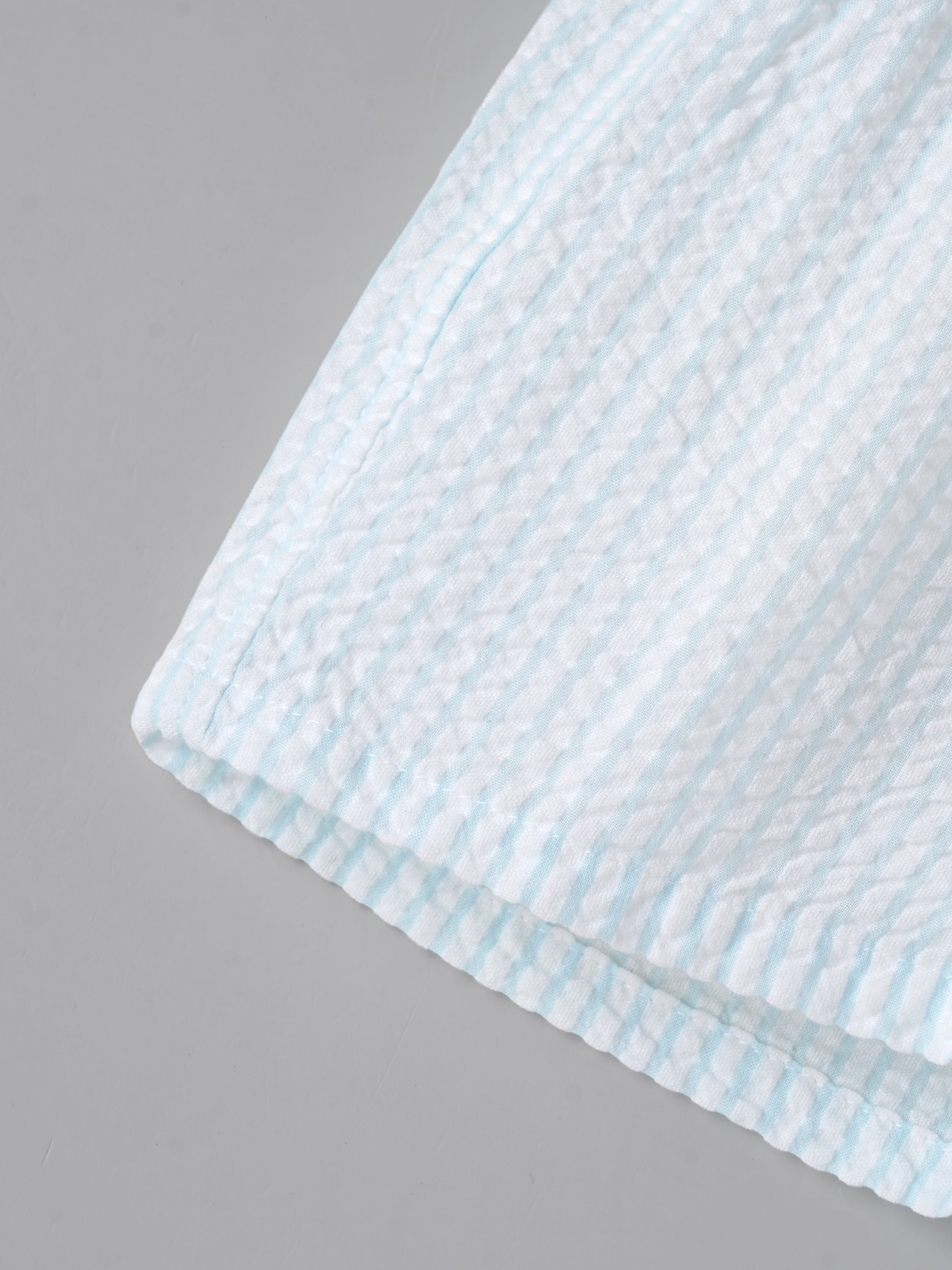 Popees Baby Boys Cotton Seersucker Shorts| Light Blue| 9 Months To 4 Years