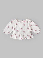 Popees Baby Girls Cotton Floral Top & Bottom Set| Full Sleeve Ruffle Outfit (9M–4Y)