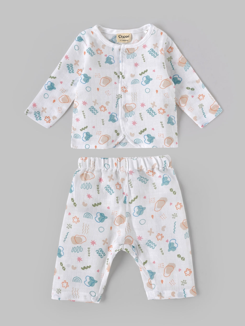 Popees Newborn Baby Muslin Clothing Gift Set 6-Piece| 100% Cotton Soft Breathable Essentials Kit |0-1 & 3-6 Months