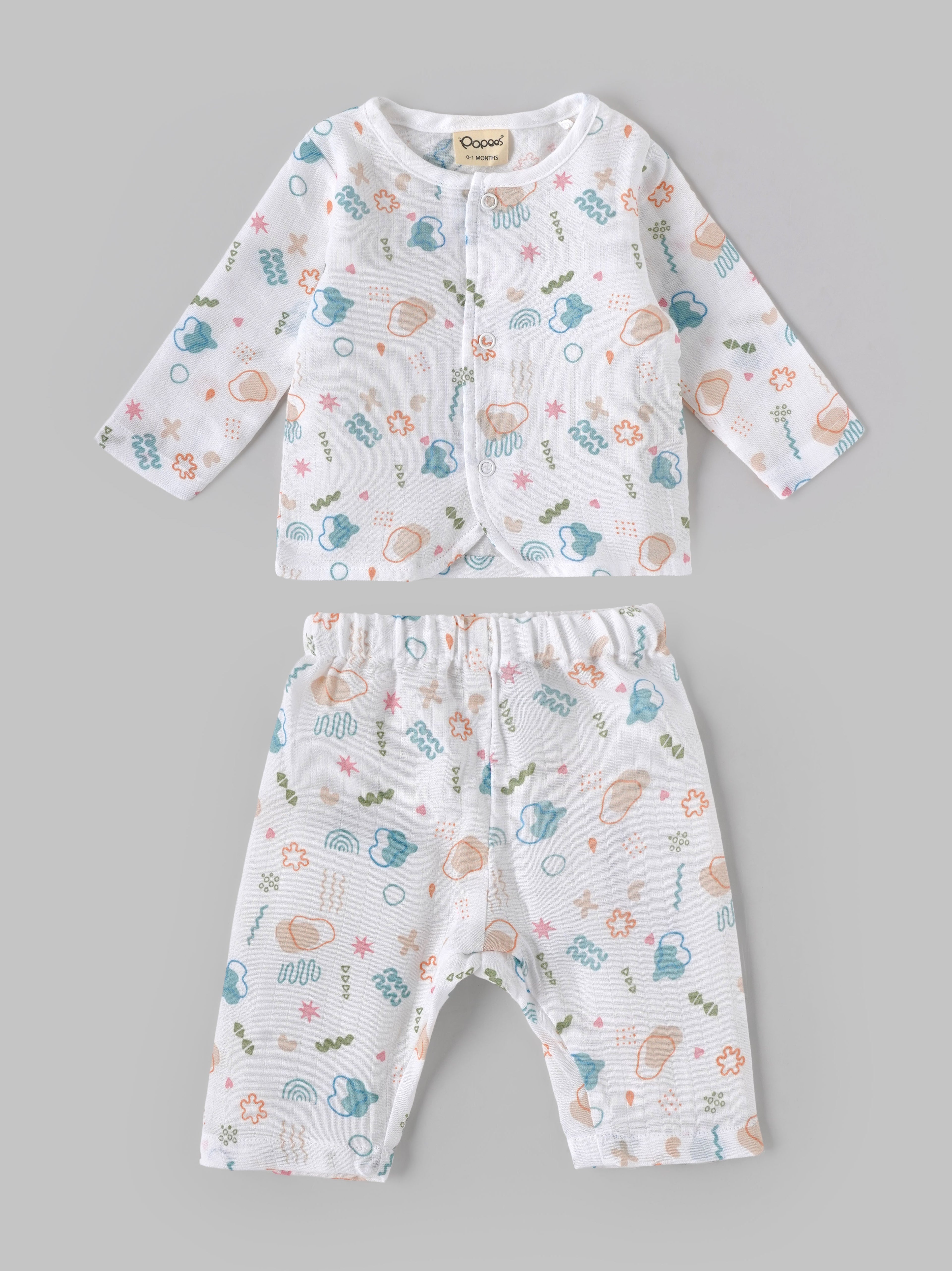 Popees Newborn Baby Muslin Clothing Gift Set 6-Piece| 100% Cotton Soft Breathable Essentials Kit |0-1 & 3-6 Months