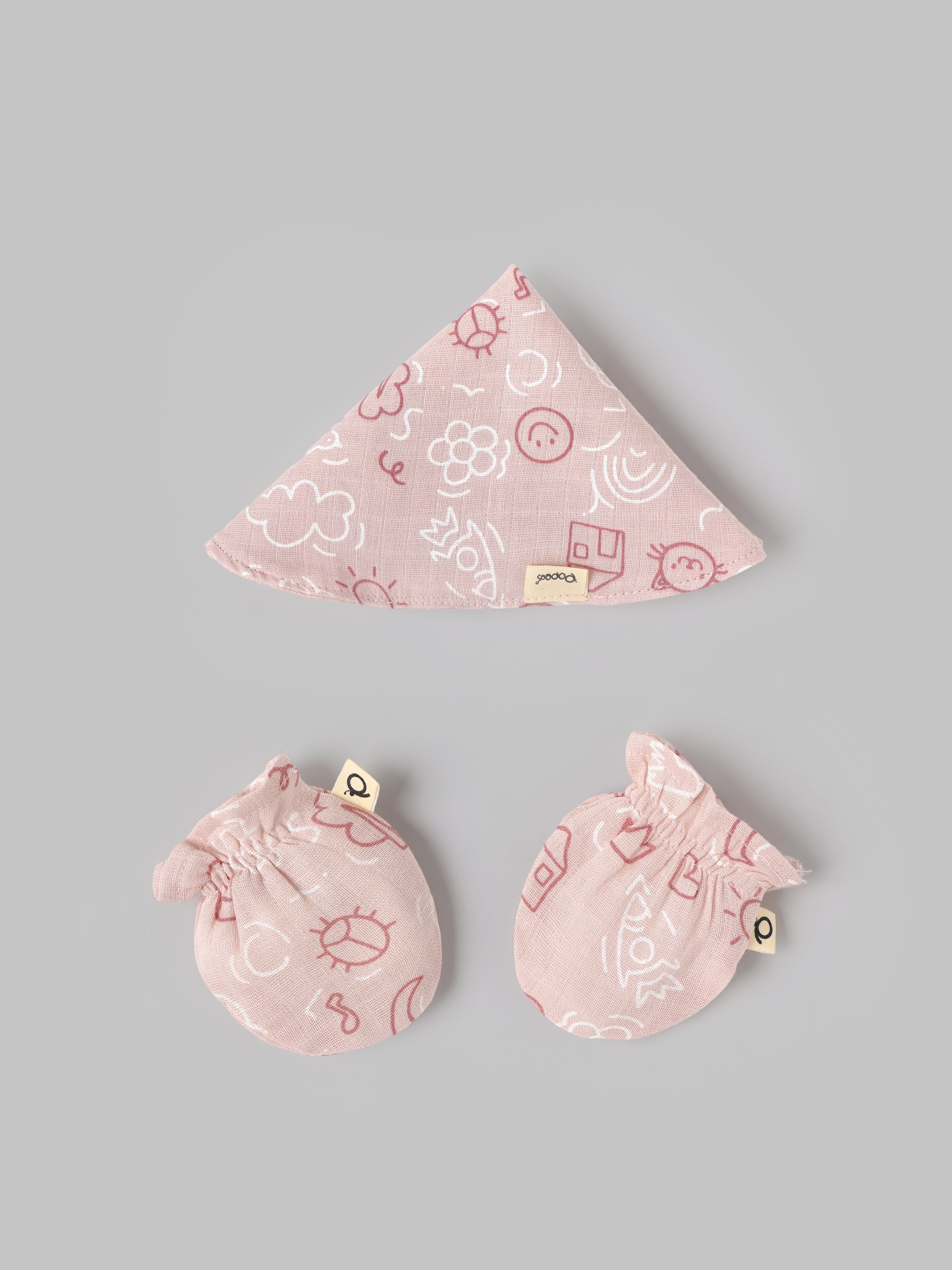Popees Unisex Baby 5-Piece Cotton Muslin Gift Set with Wrapper |0–1M & 3–6M