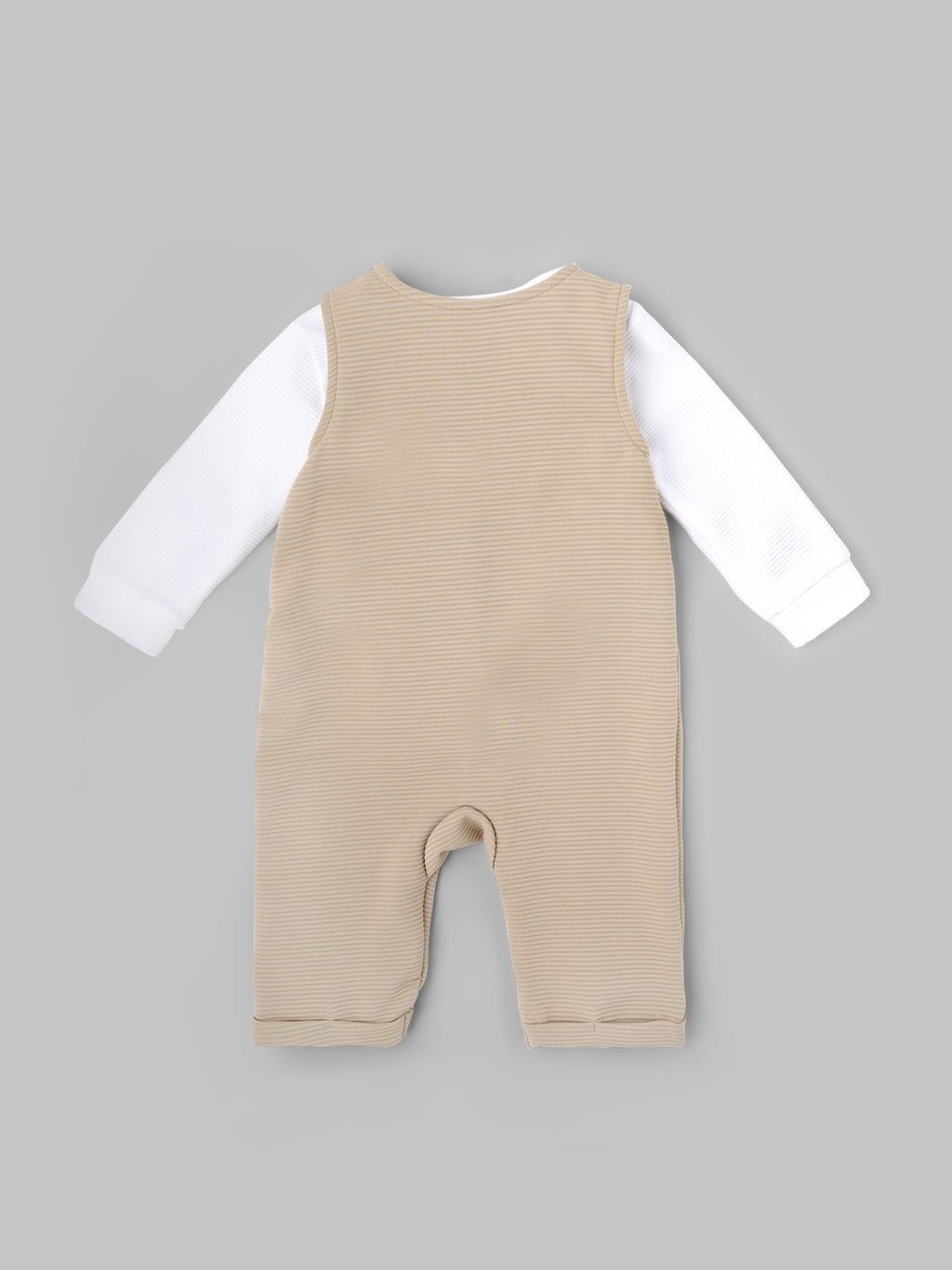 Popees Baby Boys Cotton Dungaree Set with Inner T-Shirt| Beige| 3-36 Months