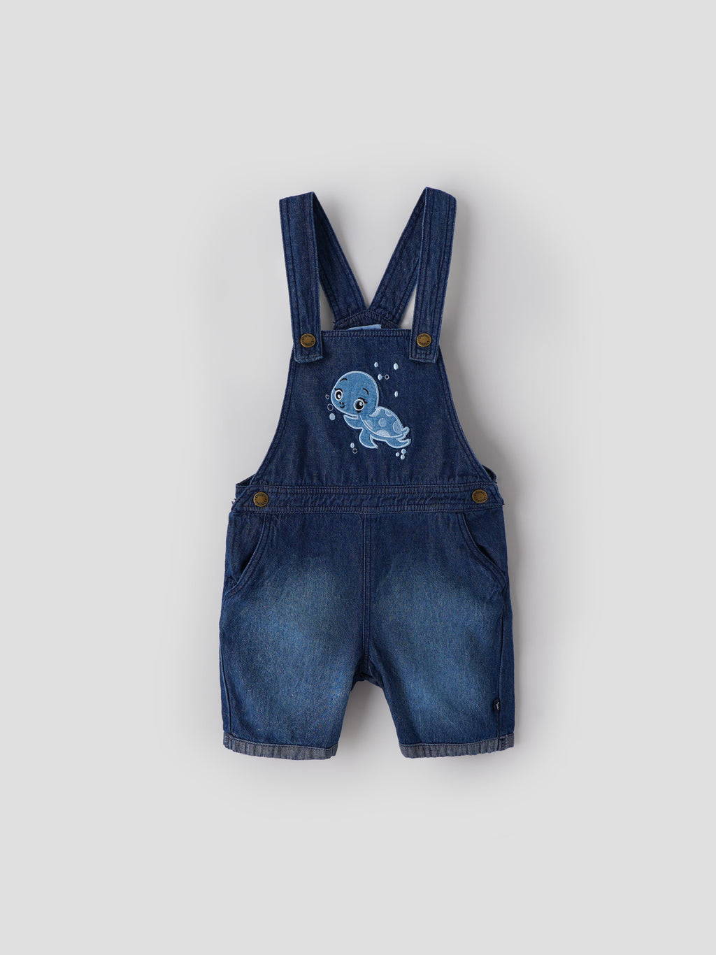 Popees Baby Boys Denim Dungaree Set with T-Shirt| Blue| 3-36 Months