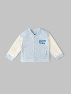 Popees Baby Boys Full Sleeve Jacket | Light Blue & Cream| 3-36 Months