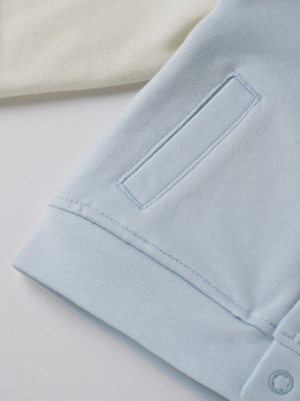 Popees Baby Boys Full Sleeve Jacket | Light Blue & Cream| 3-36 Months