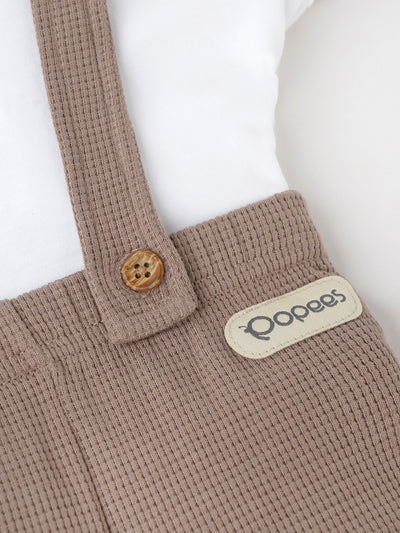 Popees Classic Party Wear Outfit – White Tee & Shorts with Suspenders (3–36 Months) for Boys