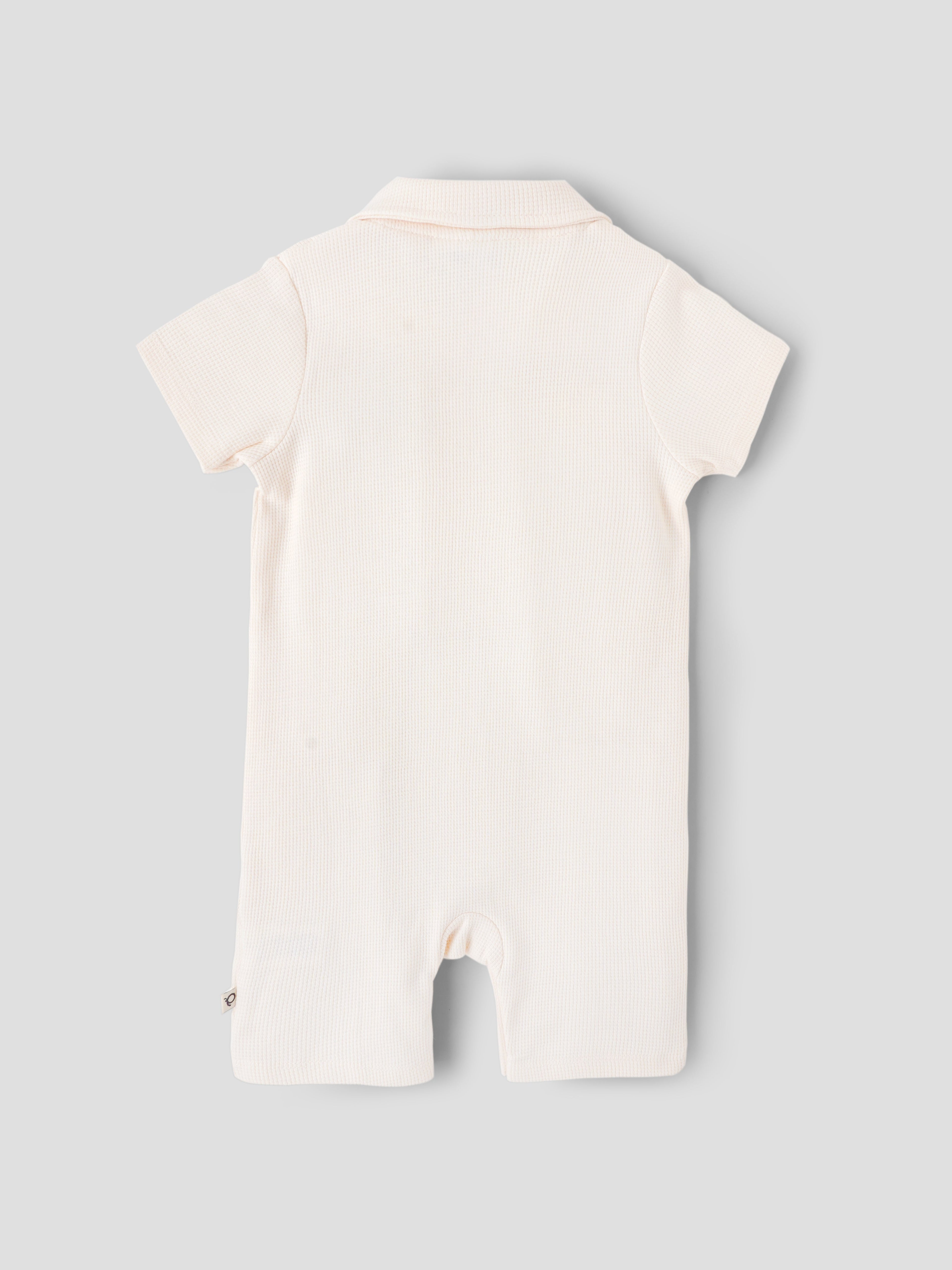 Popees Baby Boys Cotton Waffle Romper |Polo Collar Onesie (3–24 Months)