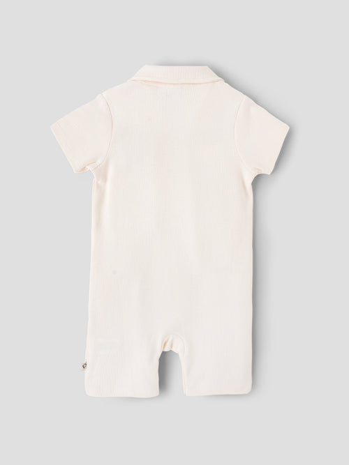 Popees Baby Boys Cotton Waffle Romper |Polo Collar Onesie (3–24 Months)