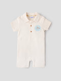 Popees Baby Boys Cotton Waffle Romper |Polo Collar Onesie (3–24 Months)