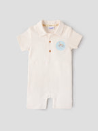 Popees Baby Boys Cotton Waffle Romper |Polo Collar Onesie (3–24 Months)
