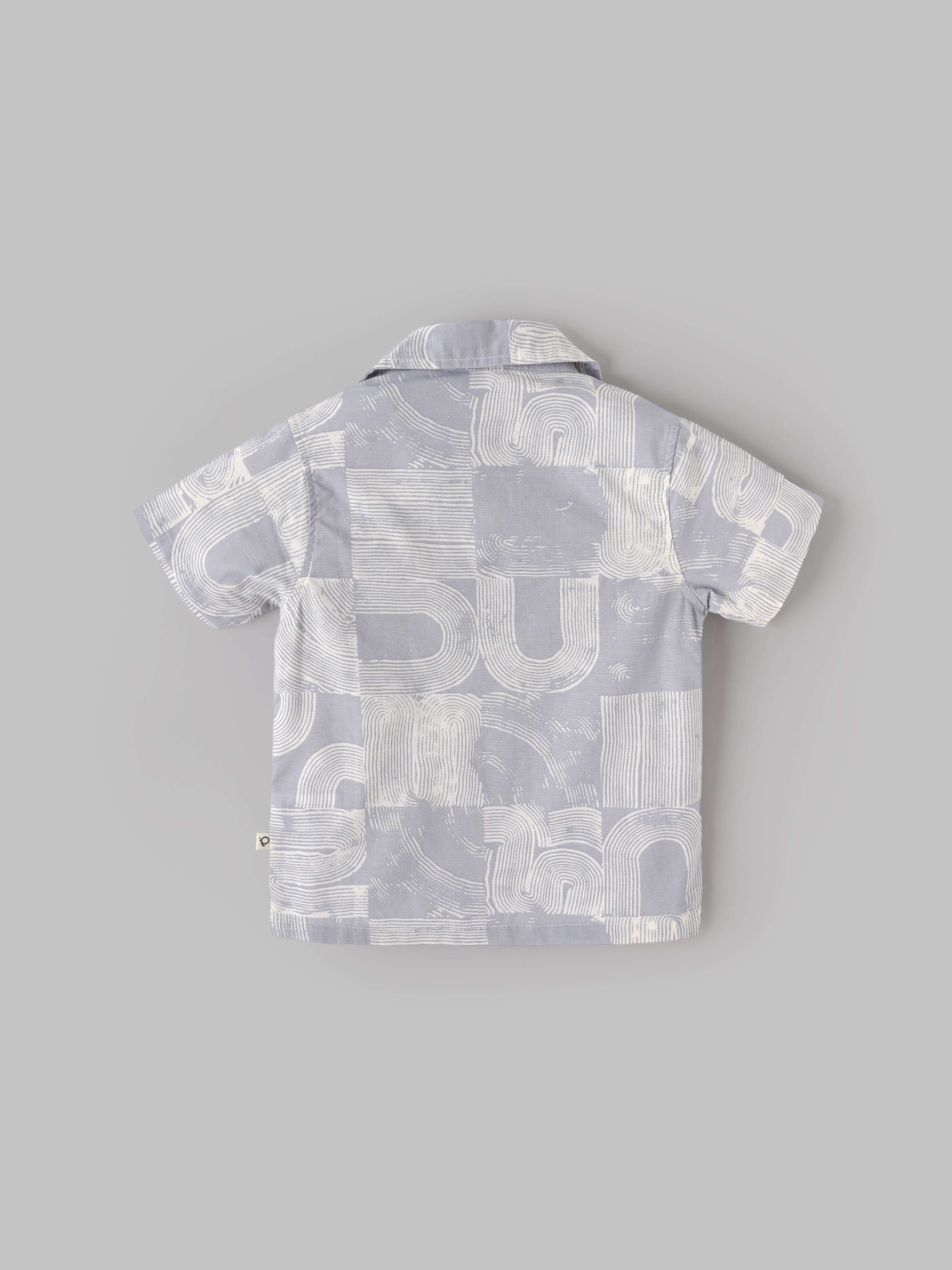 Popees Baby Boys Printed Cotton Linen Shirt | Cream | Short Sleeve Collared Shirt | 3–24 Months