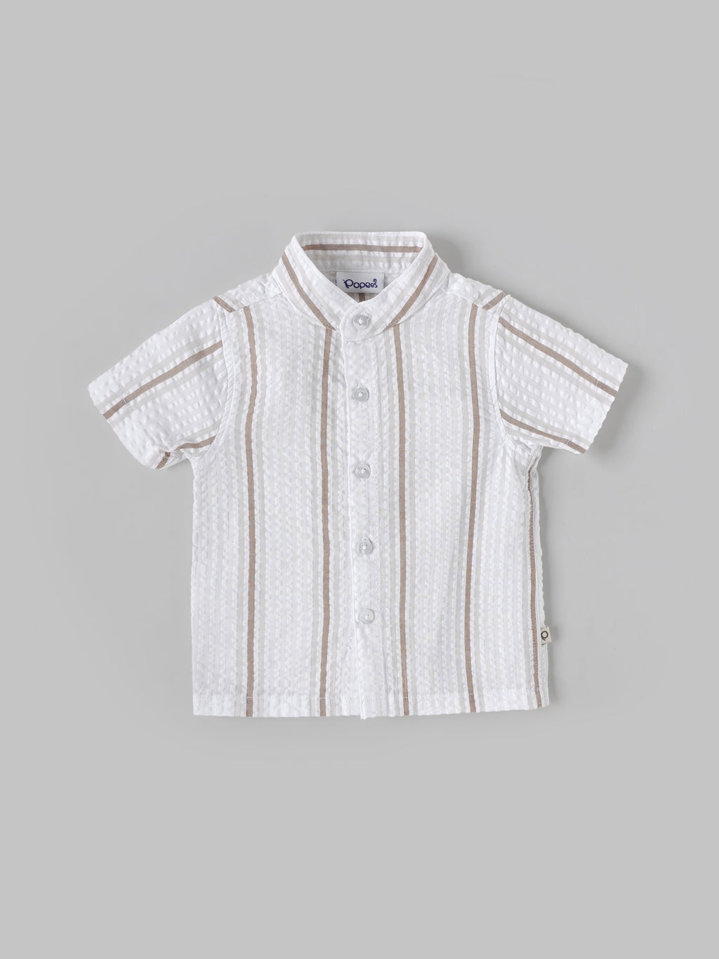 Popees Baby Boys Striped Cotton Half Sleeve Shirt with Mandarin Collar| 3M–24M