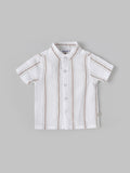 Popees Baby Boys Striped Cotton Half Sleeve Shirt with Mandarin Collar| 3M–24M