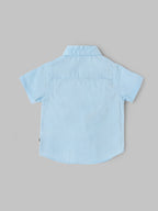 Popees Boys Cotton Mandarin Collar Shirt with Pocket, Soft Breathable Short Sleeve Casual Shirt for Baby Boys| Size 9M to 36M