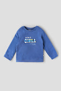 Popees Baby Boys Cotton Sweatshirt Full Sleeve Blue Graphic Pullover| 3–24 Months