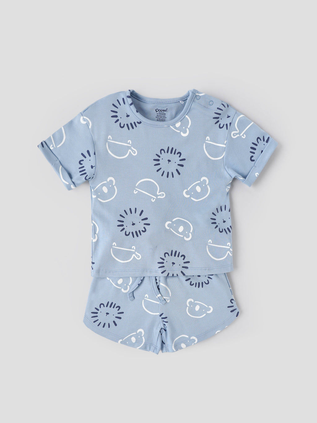 Popees Baby Boys Animal Print T-Shirt & Shorts Set |Cotton Summer Outfit (3M–24M)