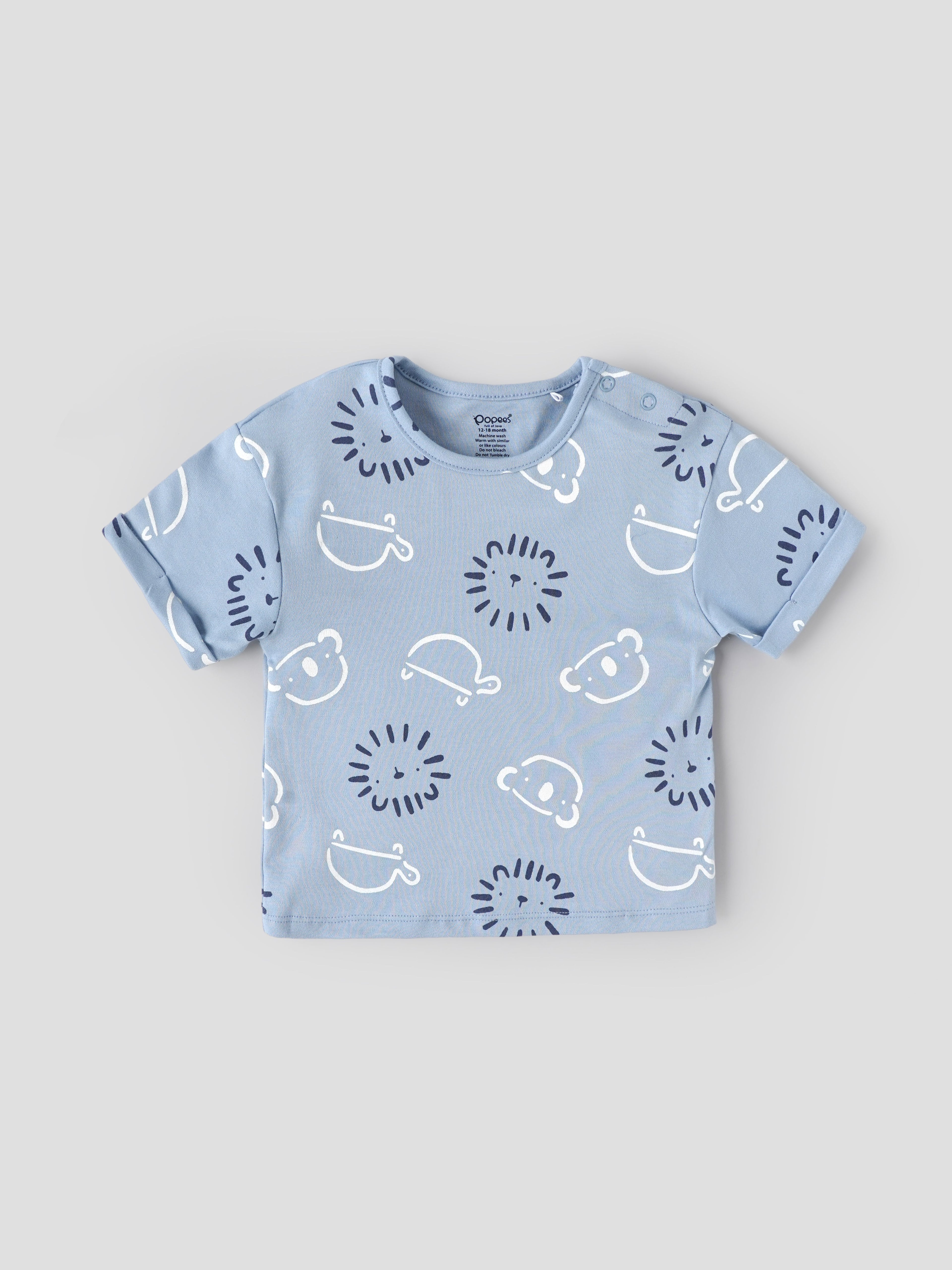 Popees Baby Boys Animal Print T-Shirt & Shorts Set |Cotton Summer Outfit (3M–24M)