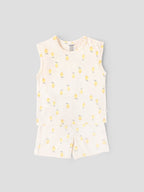 Popees Baby Boys Cotton Sleeveless Top & Shorts Set| Cream| 3-36 Months