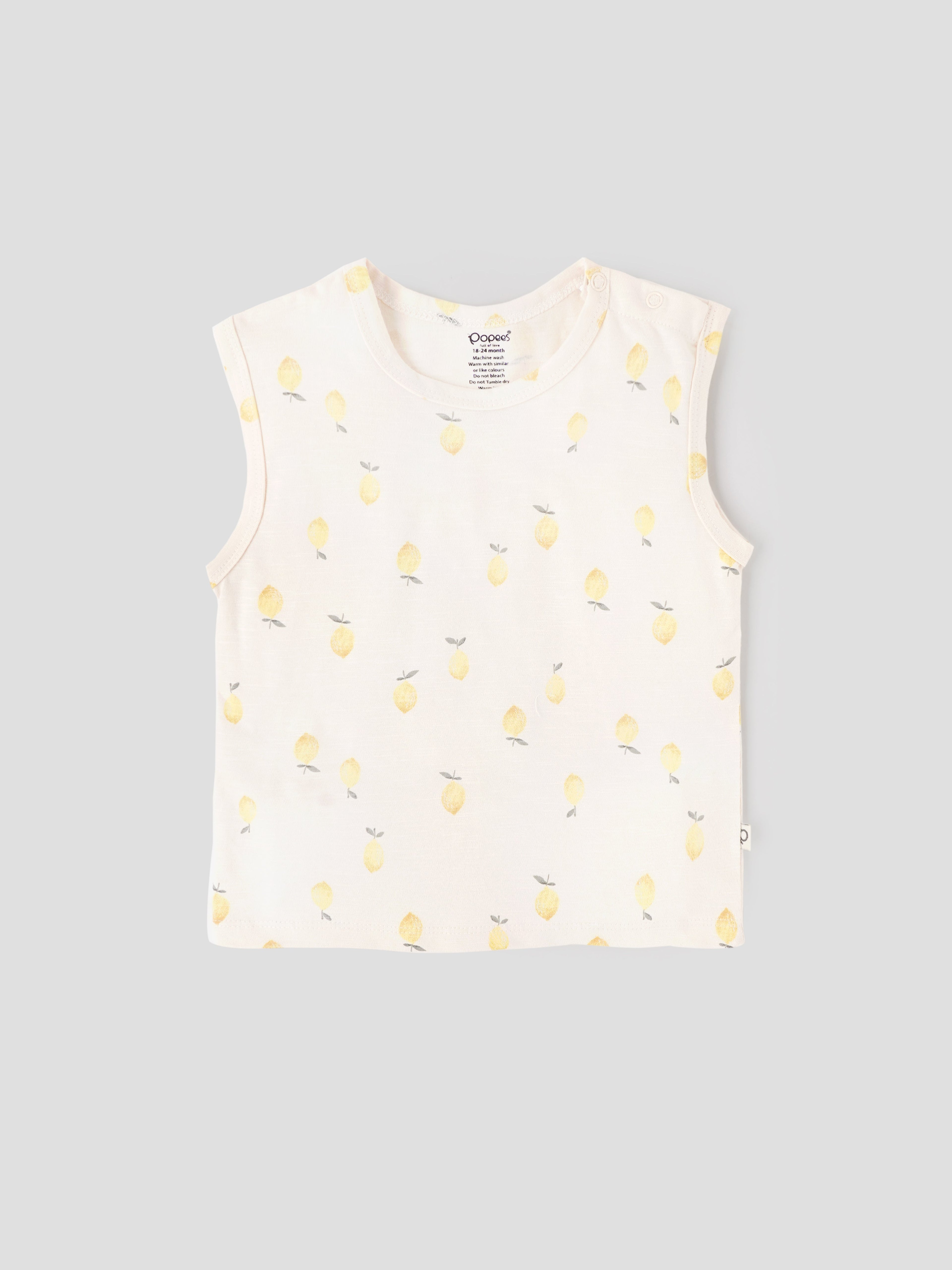 Popees Baby Boys Cotton Sleeveless Top & Shorts Set| Cream| 3-36 Months