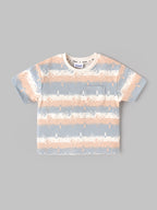 Popees Baby Boys Printed Cotton T-Shirt & Shorts Set | Blue & Peach Summer Co-Ord Outfit with Pocket | 3-24 Months