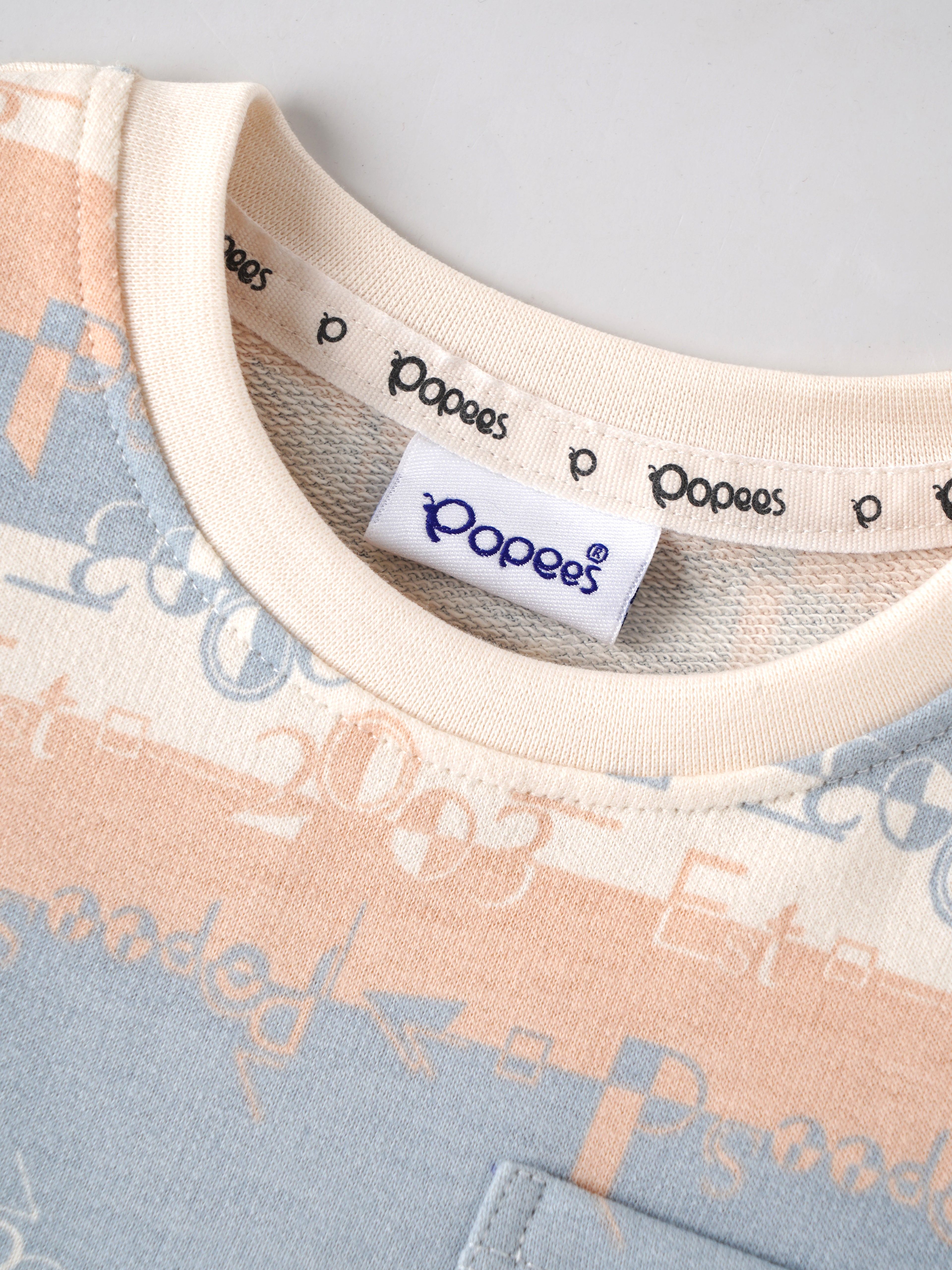 Popees Baby Boys Printed Cotton T-Shirt & Shorts Set | Blue & Peach Summer Co-Ord Outfit with Pocket | 3-24 Months