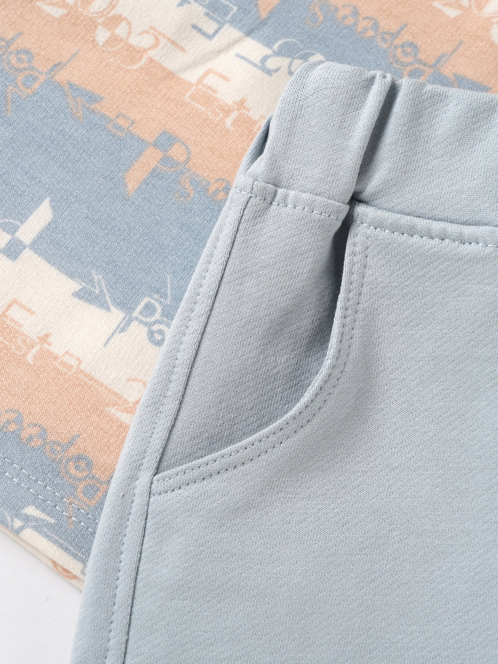 Popees Baby Boys Printed Cotton T-Shirt & Shorts Set | Blue & Peach Summer Co-Ord Outfit with Pocket | 3-24 Months