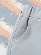 Popees Baby Boys Printed Cotton T-Shirt & Shorts Set | Blue & Peach Summer Co-Ord Outfit with Pocket | 3-24 Months