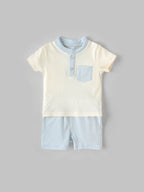 Popees Boys Half-Sleeve Front Open Co-ord Set (3-24 Months) Made of Organic Bamboo Cotton Fabric
