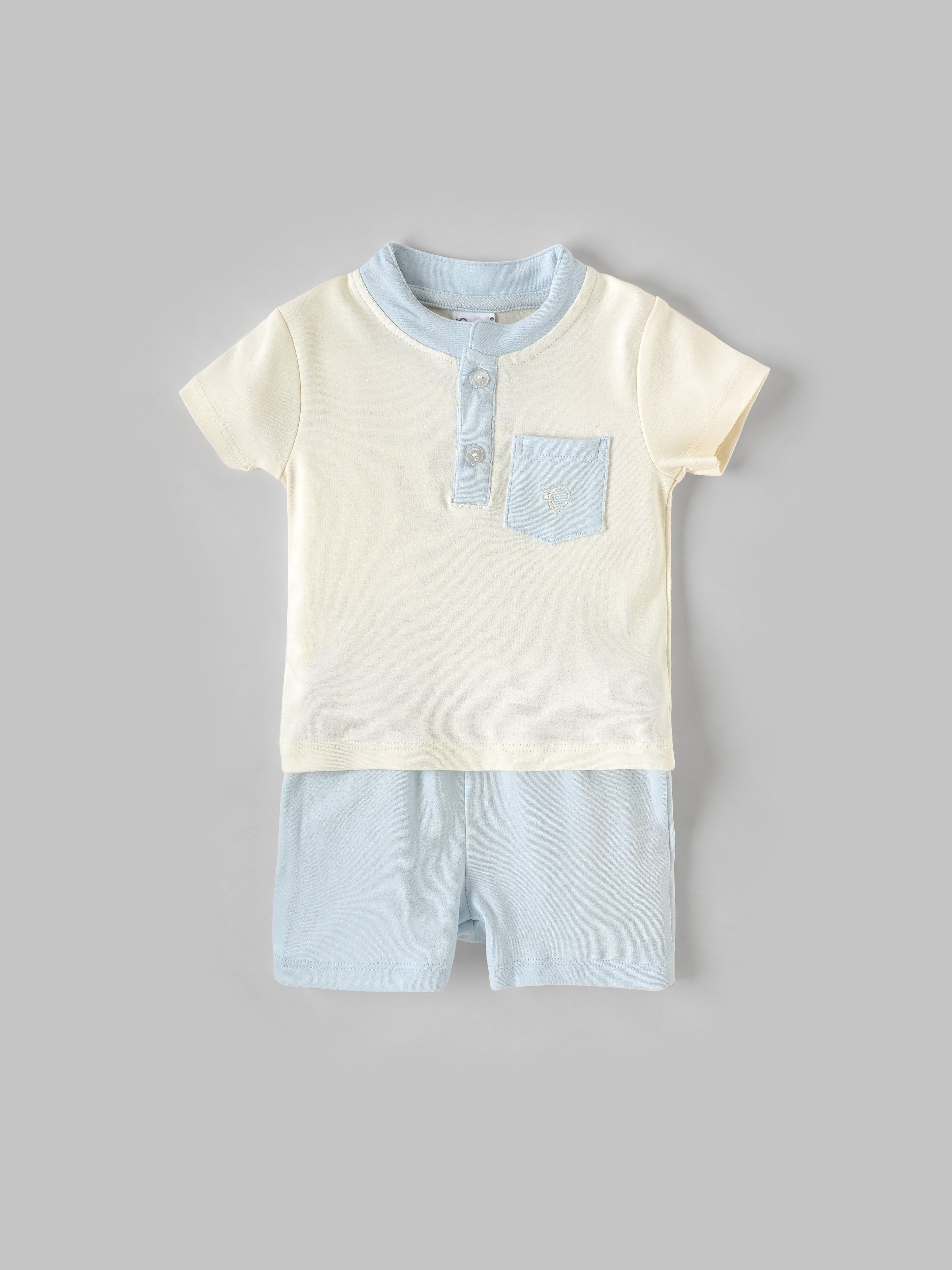 Popees Boys Half-Sleeve Front Open Co-ord Set (3-24 Months) Made of Organic Bamboo Cotton Fabric