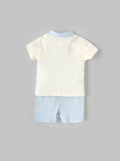 Popees Boys Half-Sleeve Front Open Co-ord Set (3-24 Months) Made of Organic Bamboo Cotton Fabric